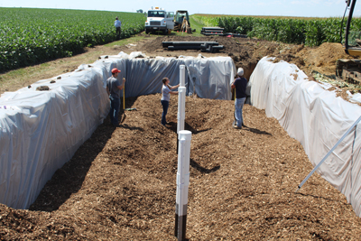 Bioreactor installation in corn field