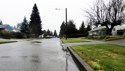 City street before rain garden installation