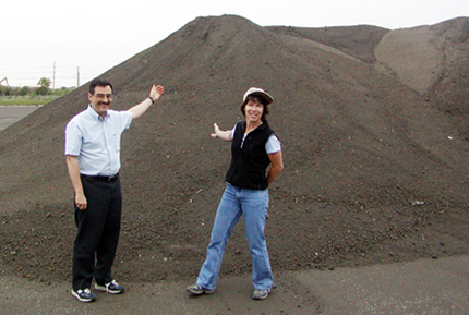 A mound of biosolid material